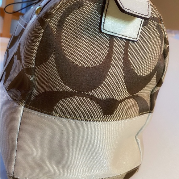 Coach Beige Signature Boston Handbag with Dust Bag - Picture 4 of 5